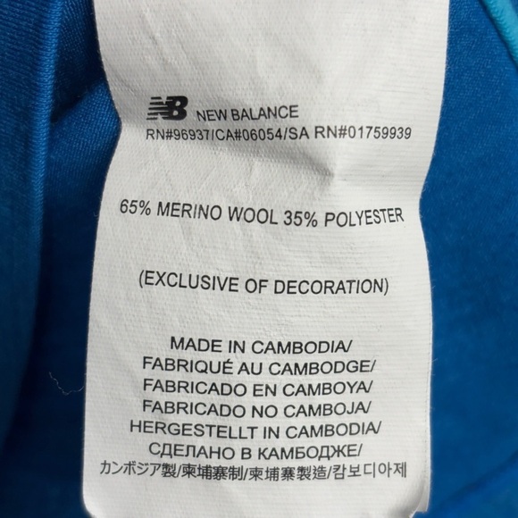 New Balance Sweater Blue 1/4 Zip Pocket Merino Wool Blend Pullover XS - Picture 7 of 9